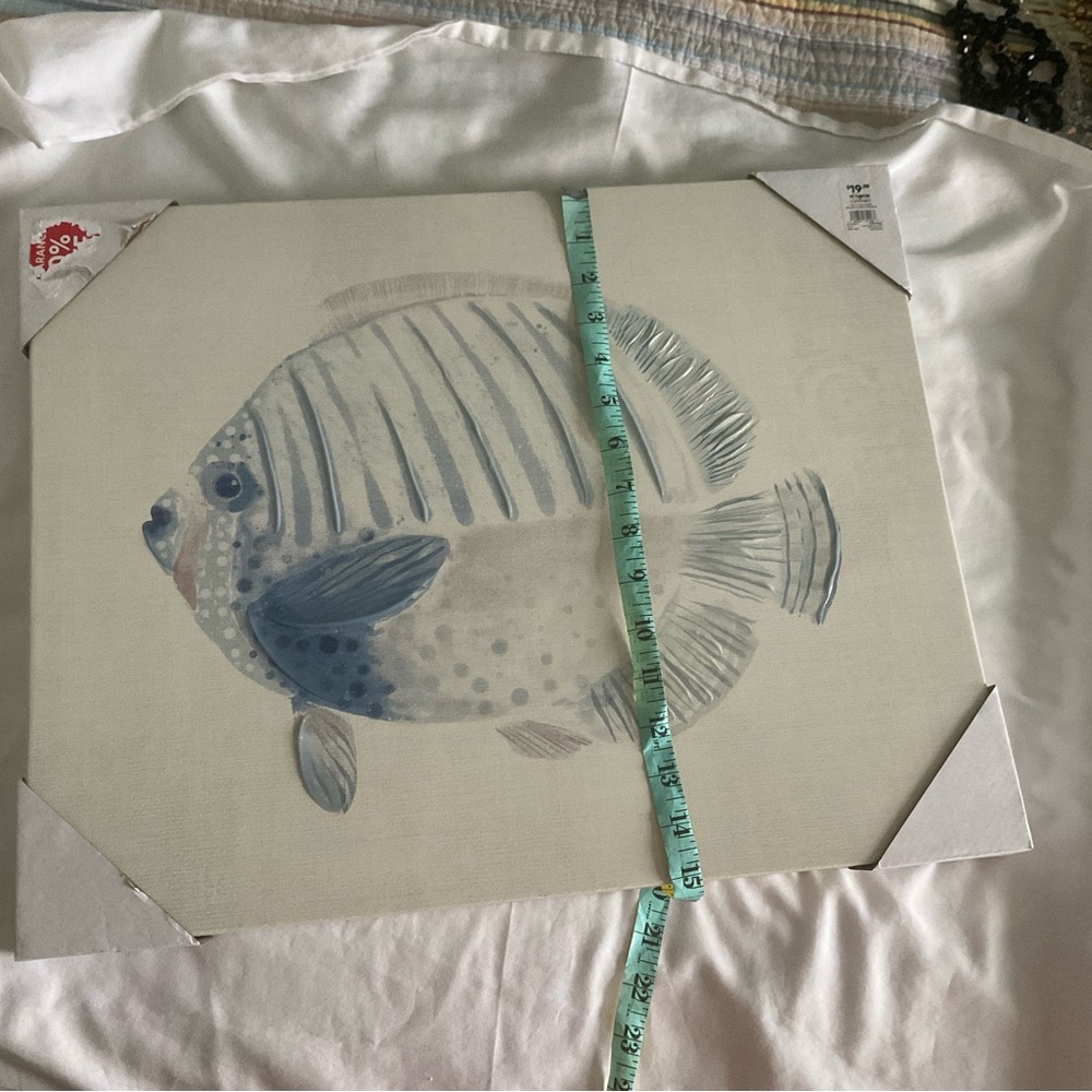 Serene Fish Canvas Art in Blue and Gray - Picture 4 of 4